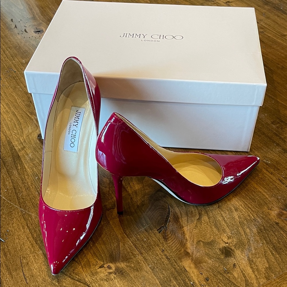 JIMMY CHOO Abel Raspberry Patent Leather Pump 36